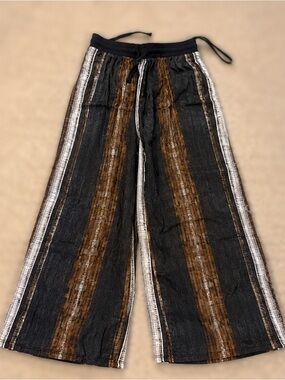 Women's Boho Wide Leg Cropped Pants | Abstract Stripe Print